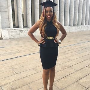 Bebe Criss Cross Peplum Dress